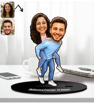BK Gift Kişiye Özel Sevgili Mutluluk ve Aşk Temalı Karikatür Ahşap Biblo