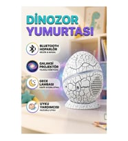 Dinozor Yumurta Tasarımlı Bluetooth Galaksi Yıldız Projektör Gece Lambası ve Uyku Yardımcısı