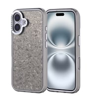 iPhone 16 Kılıf Taşlı Işıltılı Tasarım Kamera Çıkıntılı Kapi Kapak (Siyah)