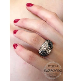 Swarovski taşlı gümüş rose yüzük