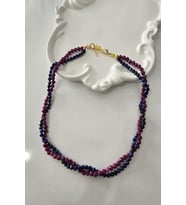 SERTİFİKALI 3 MM YAKUT, 3 MM LAPİS LAZULİ DOĞALTAŞ KOLYE