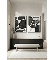 Minimalist Kaya Çizgileri 2’li Ahşap Çerçeveli Tablo Seti