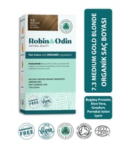Robin&Odin Organik Amonyaksız Silikonsuz Parabensiz Meyve Ekstresi İçeren Vegan Saç Boyası 7.3 Medium Gold Blonde / Orta Altın Sarı