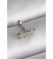 316L Çelik Gümüş Renk Zirkon Taşlı Yonca Tragus Piercing 5886 - GLST3088-1162