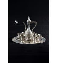 Hediyelik/ Sunumluk Osmanlı Motifli Nakışlı Gümüş Zemzem Takımı 8 Parça