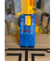 Redmi Note 8 Pro Uyumlu Piksel Desenli ve Deri Detaylı Premium Stil Kılıf (Mavi)