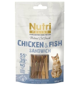 Nutri Feline Tahılsız Tavuk&Balık Sandwich Kedi Ödülü 50 Gr