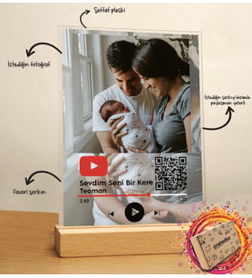 Kişiye Özel Fotoğraflı Youtube Şarkı Barkodlu Masaüstü Plak