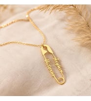 Kişiye Özel 925 Ayar Gümüş Çengelli İğne İsim Kolye (Gold)
