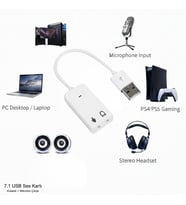 Gabble 7.1 USB Ses Kartı - Mikrofon Kulaklık Adaptörü - Tak Çalıştır PC/PS4/PS5 Uyumlu