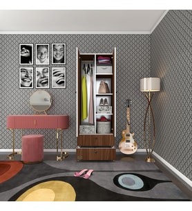 Kenzlife gardırop 2 kapılı kapaklı 2 çekmeceli nilüfer cvz 173*60*42 gardolap dolap ofis (Karışık)