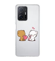 Xiaomi Mi 11T - 11T Pro Uyumlu Kalpli Ayıcıklar Tasarımlı Şeffaf Telefon Kılıfı