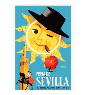 1965 Sevilla Ispanya Nisan Fuarı Poster Tablo Ahşap Poster Dekoratif