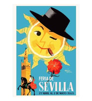 1965 Sevilla Ispanya Nisan Fuarı Poster Tablo Ahşap Poster Dekoratif