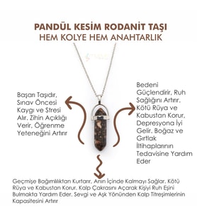 Doğaltaş RODANİT TAŞI Pandül Kesim Kadın Erkek (Unisex) İster Kolye İster Anahtarlık