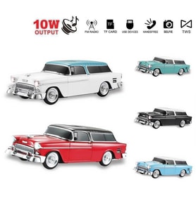 Nostaljik Ledli Chevrolet Araba Fm Radyolu Bluetooth Hoparlör Speaker Ws-1955Bt Sıyah