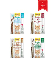 GimCat Sticks Kuzu ,Balık ,Hindi ,Kümes Hayvanı Kedi Ödül Çubuğu Karışık 20 Gr X 4 Adet (STD)