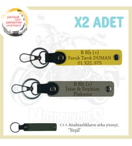 Yolların Sürücülerine, İsim Plaka ve B Rh (+) Kan Grubu Yazılı 2'li Anahtarlık Set, Kül Gri-Sarı-Ysl