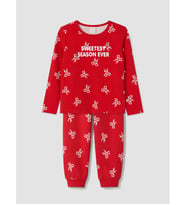 LCW Kids Kırmızı Baskılı Kız Çocuk Pijama Takım