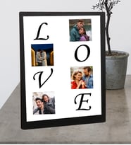 Masaüstü Siyah Love Tasarımlı 4 Fotoğraflı Ahşap Mdf Resimli Kolaj Çerçeve