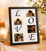 Masaüstü Siyah Love Tasarımlı 4 Fotoğraflı Ahşap Mdf Resimli Kolaj Çerçeve