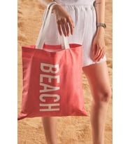 Beach Desen Baskılı Plaj Çantası (Nar Çiçeği)