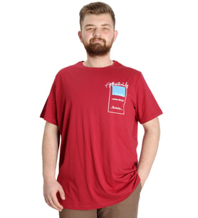 Mode XL Büyük Beden Erkek T-shirt ESTABLISMENT 23139 Bordo