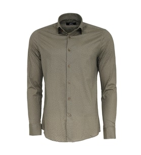 Mini Kare Desenli Slim Fit Açık Kahve Erkek Gömlek - Wessi (Bej)