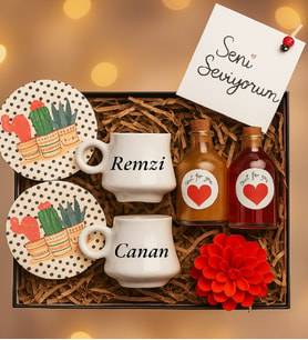 Hediyelik Beyaz Kahve Fincanı Seti