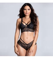 FANTAZİ TARZIM Dantelli İpli Bralet Takım Siyah  L-XL Ortak Beden
