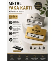 PERSONEL YAKA KARTI METAL ÖZEL BASKILI 5 ADET mıknatıslı (Sarı)