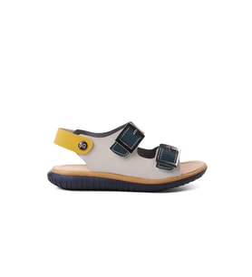 Ayakmod Şng 1530-F Lacivert Nubuk-Sarı-Krem Erkek Çocuk Sandalet
