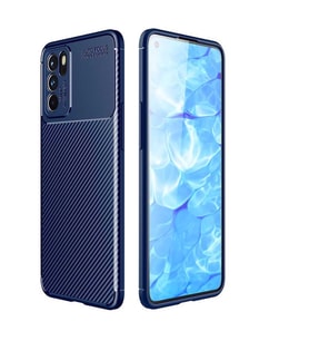 Oppo Reno 6 4G Kılıf Karbon Silikon Case (Lacivert)