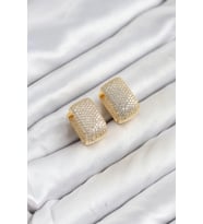 Gold Renk Full Zirkon Taşlı Kare Halka Kadın Küpe