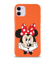 Apple iPhone 11 Uyumlu Lansman Kılıf Minnie Mouse Tasarımlı Altı Kapalı İçi Kadife Kaplı  Kapak (Şeffaf)