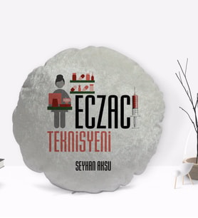 BK Gift Kişiye Özel İsimli Eczacı Teknisyeni Tasarımlı Dekoratif Kırlent Yastık-1