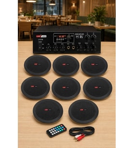 Lastvoice Black Small-7 Tavan Hoparlörü Anfi Mikrofon Ses Sistemi Paketi