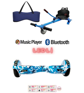 Elektrikli Kaykay Scooter Akıllı Denge Hoverboard + HoverKart + Çanta FULL LEDLİ EXTREM85 PAKET D03