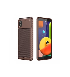 Durukar® Samsung Galaxy A01 Core Kılıf Auto Focus Karbon Kapak - Kahverengi