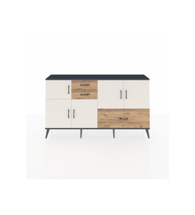 Arges Konsol 5 Raflı 3 Çekmeceli 5 Kapaklı 176x30x99 Antrasit-Aytaşı/Çam