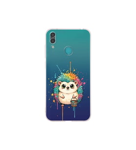 Huawei Y7 2019 ile Uyumlu Splash Kirpi Tasarımlı Şeffaf Silikon Kılıf