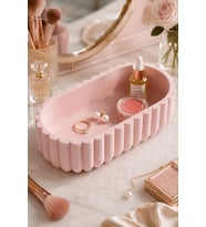 Pembe Oval Mini Makyaj ve Takı Düzenleyici, Şık ve Pratik Organizer