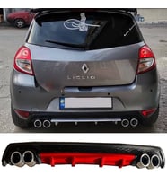 Renault Clio 3 HB Kırmızı Difüzör Çiftli Yuvarlak Egzoz Görünümlü D Tip Difizör