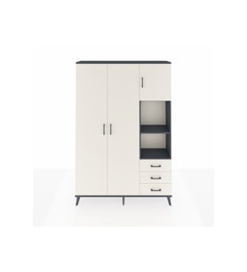 Arges Gardrop 5 Raflı 3 Çekmeceli Tek Askılı 132x30x195 Antrasit-Aytaşı