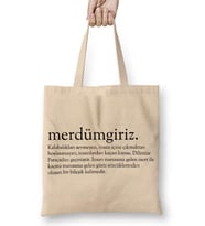 Merdümgiriz Kelime Bez Çanta Uzun Saplı
