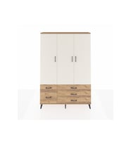 Arges Dolap 5 Raflı 5 Çekmeceli Tek Askılı 132x30x195 Çam-Aytaşı/Çam