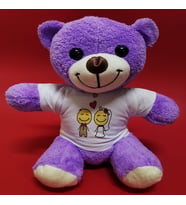 Aşık Çiftler Tişörtlü Mor Peluş Ayıcık