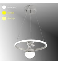 TT037-YUV-KR TT Aydınlatma Halka Model Krom Kaplama Tek Toplu 3 Renk Led Avize