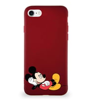 Apple iPhone 7 Soft Premier Kapak Mickey Mouse-F Tasarımlı Silikon Kılıf - Mürdüm (Şeffaf)