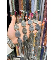 Kuvars Taşı Oval Kesim 35x25mm Doğal Taş Dizi